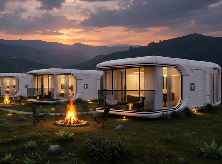 Tarzan Community pods integrated into a nature retreat after transformation